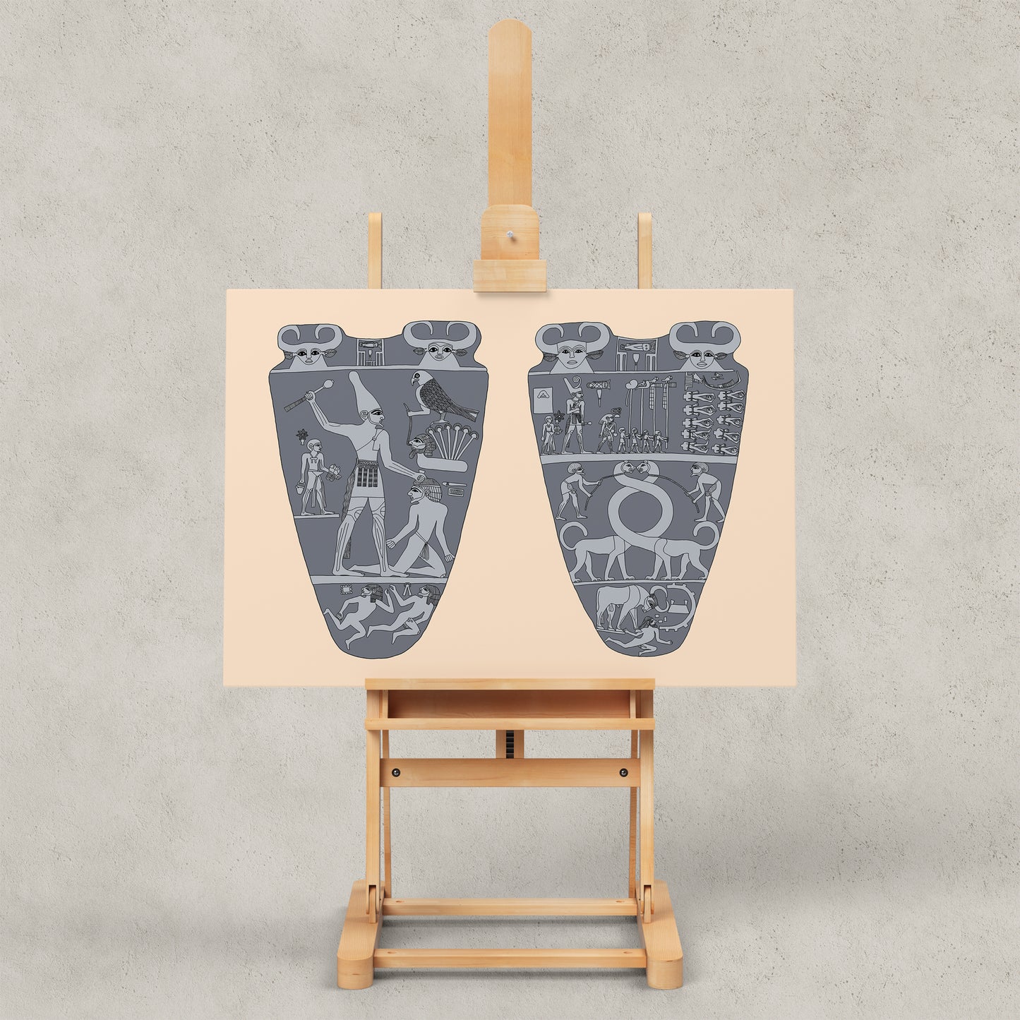 The Unification of Egypt (Narmer Palette Monochrome) Giclée Print