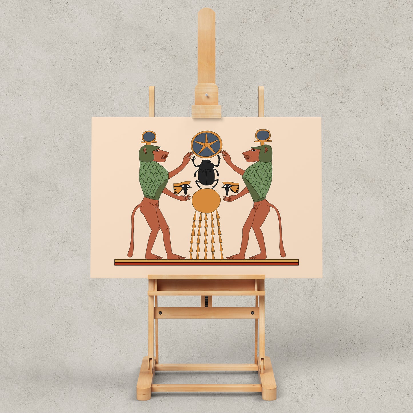 Khepri and Thoth’s Sacred Baboons Giclée Print
