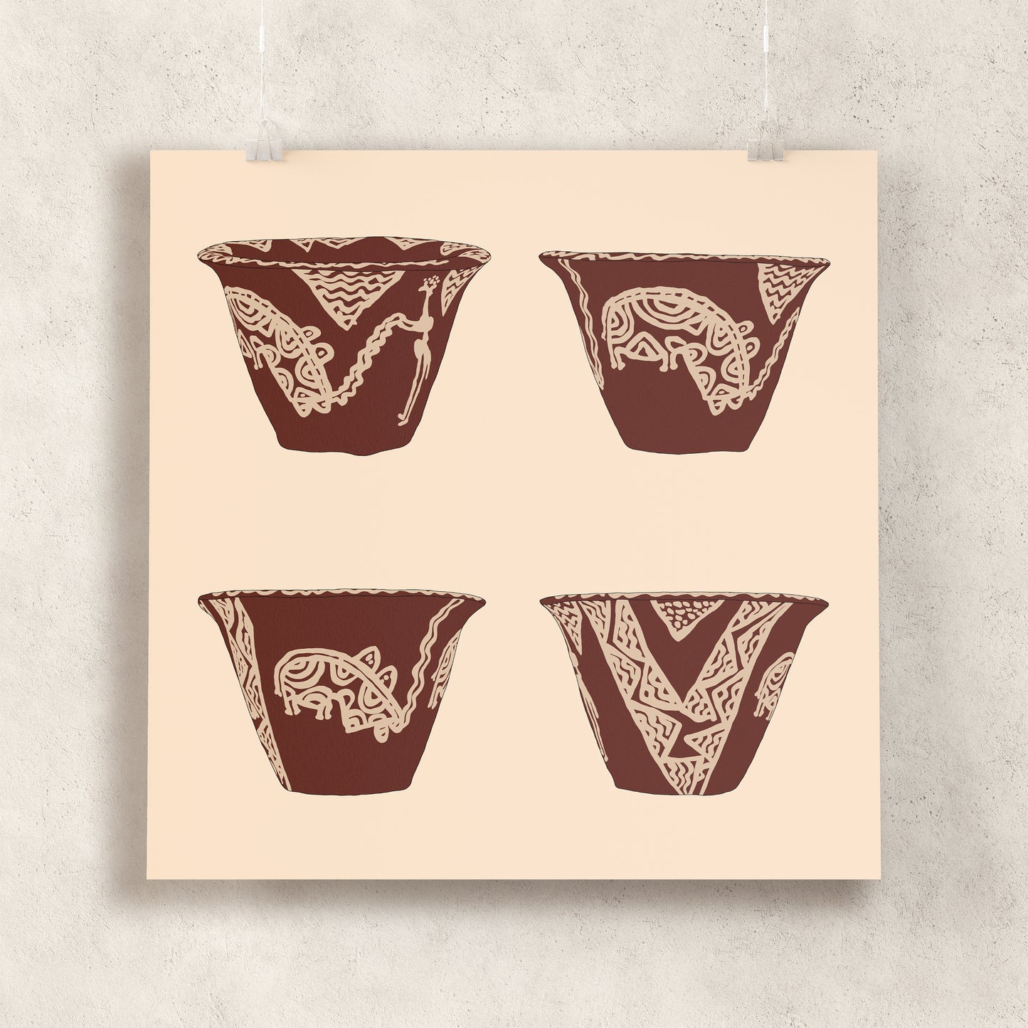 A Prehistoric Hippo Hunt (Naqada Bowl) Giclée Print