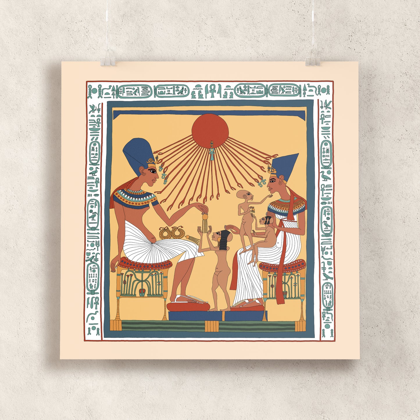 Akhenaten, Nefertiti and Family Beneath the Aten Giclée Print