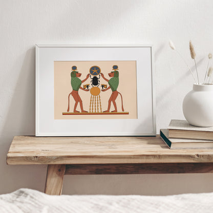Khepri and Thoth’s Sacred Baboons Giclée Print