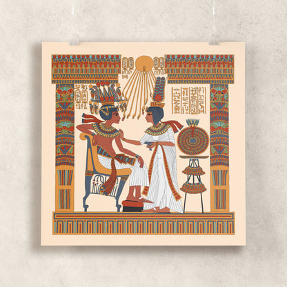 Tutankhamun and Ankhesenamun in a Floral Pavilion Giclée Print