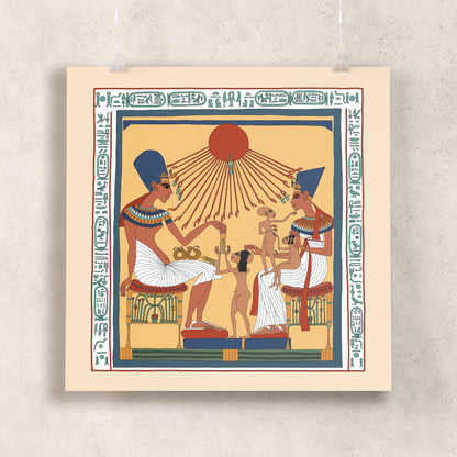 Akhenaten, Nefertiti and Family Beneath the Aten Giclée Print