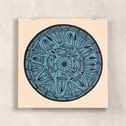 Tilapia Fish Amongst the Lotus Flowers (The Marsh Bowl) Giclée Print