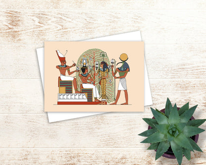 Seshat, Thoth, and the Sacred Persea Tree Greeting Card